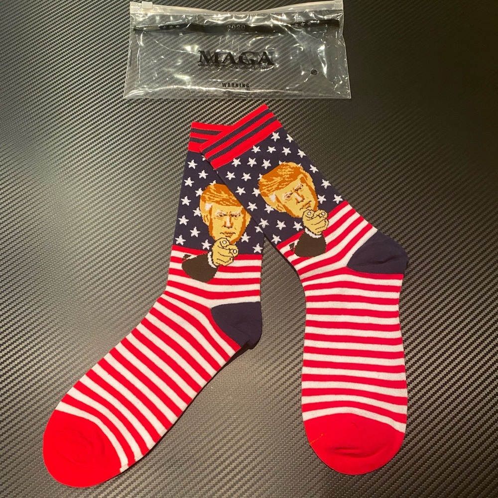 DONALD TRUMP MAGA SOCKS - BRAND NEW IN PACKAGE - ONE SIZE FITS ALL